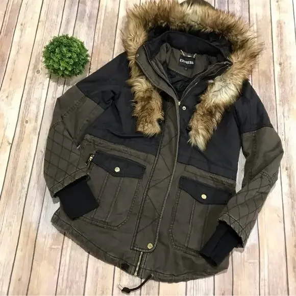 Express Jackets Coats Express Army Green Utility Jacket With